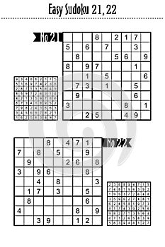 Two easy level sudoku puzzles, No 21 and No 22 photo